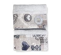Tex family Set de Serviettes Linge de Bain avec Bord Tyrolien Shabby Beige en Pur Coton, Fabriqué en Italie