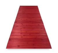 Tex Family Tapis de cuisine en bois de bambou WOODY - Rouge uni, antidérapant, facile à nettoyer - 50x75 cm