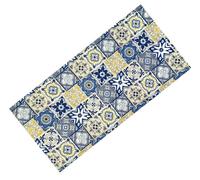 Tex family Tapis de cuisine lavable antidérapant - Passatoia, motif faïence bleu et jaune, design moderne - Fabriqué en Italie - 50 x 120 cm