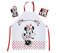 Tex-Idee, le cadeau pour fan de Walt Disney Minnie Mouse : Set de tabliers de cuisine avec Minnie Mouse, tablier 65% polyester, 35% coton