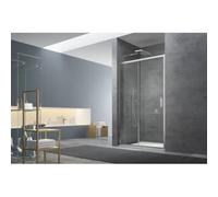 Tex Porte coulissante de douche verre trempé transparent avec glissières silencieuses 100x195cm, Chrome (SIKOTEXD100CRT)