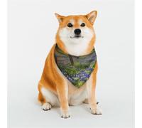 Texas Bluebonnets Bandana pour chien Taille M Réglable Triangle Bavoirs Double Écharpe réversible Lavable Mouchoir quotidien pour chien de taille moyenne et grande taille Cadeau