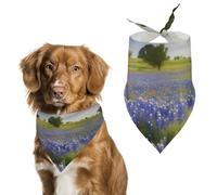Texas Bluebonnets - Bandana triangulaire pour chien - Lavable - Polyester - Joli bandana pour animaux de compagnie - Pour chiens et chats de taille moyenne et grande
