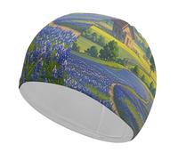 Texas Bluebonnets Bonnet de bain confortable pour la réduction de la traînée et la protection des cheveux Durable Doux Élastique Garde la coiffure inchangée pour homme et femme