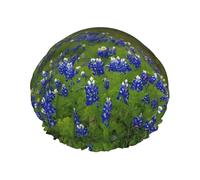 Texas Bluebonnets - Bonnet de douche imperméable extra large - Protection double couche pour cheveux longs/bouclés - Réutilisable et facile à transporter.
