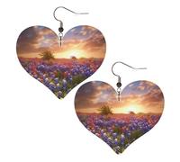 Texas Bluebonnets Boucles d'oreilles élégantes en cuir en forme de cœur Accessoires tendance et uniques pour un usage quotidien, taille unique