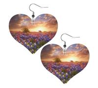 Texas Bluebonnets Boucles d'oreilles élégantes en cuir en forme de cœur Accessoires tendance et uniques pour un usage quotidien, taille unique