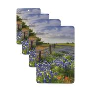 Texas Bluebonnets - Lot de 4 désodorisants pour voiture - Cartes parfumées à suspendre - Longue durée - Pour armoire, salle de bain, voiture, miroir intérieur