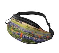 Texas Bluebonnets Sac banane pour homme et femme avec prise casque et ceinture réglable pour vélo, course à pied, jogging, voyage, entraînement en plein air, cyclisme, fitness, randonnée, Noir ,