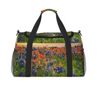 Texas Bluebonnets Sac de nuit imprimé paysage Sac de week-end Sac à main Sac de yoga Sac de sport Sac de sport Sac de sport Sac pour articles personnels pour Audlts, Noir , Taille unique