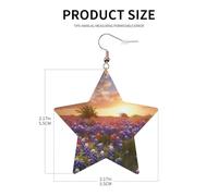 Texas Bluebonnets Scenery Boucles d'oreilles élégantes en cuir Motif étoile Accessoires tendance et uniques pour un usage quotidien, taille unique