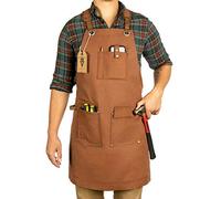 Texas Canvas Wares Cirée Toile Robuste Tablier Travail avec Poches - Deluxe Edition avec Boucle Quick réglable jusqu'à Presse XXL pour Hommes et Femmes - (Brown Deluxe Edition)