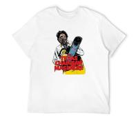 Texas Chainsaw Massacre Illustration Horor Movie Unisex T-Shirt Printed Tee Graphic Top Men White Shirt M