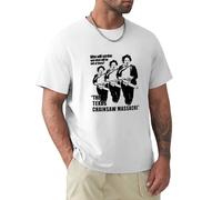 Texas Chainsaw Massacre Mens Tshirt Retro Horror Movie Cotton Blend Graphic Tee White Size XXL