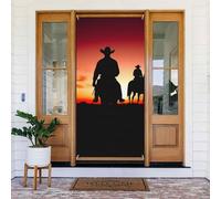 Texas Cowboy Couverture de porte Décorations de porte d'entrée Bannière saisonnière Printemps Été Porche Bannière Panneau Photo Fond pour Intérieur Extérieur Décoration de Fête 183 x 90 cm