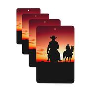 Texas Cowboy Lot de 4 désodorisants pour voiture - Cartes parfumées à suspendre - Longue durée - Pour armoire, salle de bain, voiture, miroir intérieur