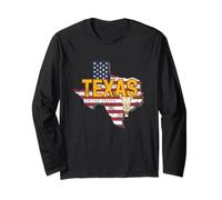 Texas État États Unis Carte Vintage USA Souvenir Manche Longue