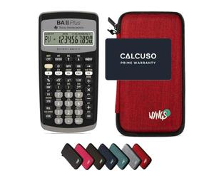 TEXAS INSTRUMENTS CALCUSO Pack économique: TI BA II Plus Calculatrice Scientifique + étui de Protection WYNGS Rouge + Garantie étendue de CALCUSO