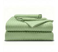 Texas King Parure de lit surdimensionnée à rayures 100 % coton égyptien à longues fibres 100 % coton égyptien à longues fibres 203,2 x 248,9 cm, poches profondes de 30,5 cm, vert sauge