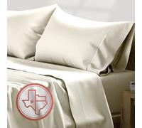 TEXAS LINEN CO. Feuilles de Coton égyptiennes 100% - 600 Fils 4 pièces Ensemble de Feuilles King Size, Doux, Refroidissement, Tissage en Satin à Haut Fil, literie de Luxe Extra Longue, Poche Profonde