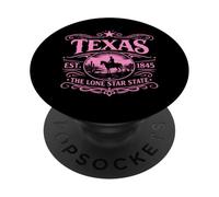 Texas Lone Star State Vintage Desert Texan Cowboy TX Rose PopSockets PopGrip Adhésif
