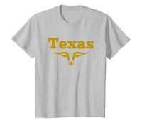 Texas Longhorn T-Shirt Vintage Texas Longhorn Bull Retro TX T-Shirt, Enfant, Argent, 4 Ans