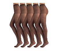 TEXAS PACK 5 PAIRES Collants Voile, Collant Transparent, Collants Femme, Bas Collant Femme | Naturel, Noir | | S, M, L, XL | Made in Italy (L, Noir)