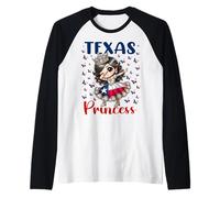 Texas Princess Dab Dance Drapeau du Texas pour Filles Manche Raglan