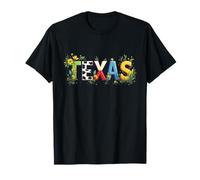 Texas Retro Vibes Text Design Couleurs vives et étoiles brillantes T-Shirt