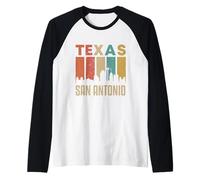 Texas San Antonio City Skyline Vintage Couleurs rétro années 70 80 Manche Raglan