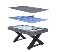 Table multi-jeux en bois gris ping-pong et billard TEXAS