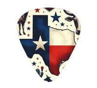Texas-The-Long-Star-Flag Lot de 12 médiators avec 3 épaisseurs et boîte de rangement pour guitare basse électrique