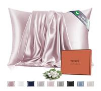 Texbee Taie d Oreiller en Soie 22 Mommes Soie Mûrier Naturelle, Anti-Âge pour Cheveux et Peau, Douceur Extrême Respirante, Coffret Cadeau -ldéal pour Offrir, Taies d'Oreillers 50x70cm, Rose
