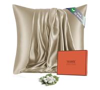 Texbee Taie d Oreiller en Soie 22 Mommes Soie Mûrier Naturelle, Anti-Âge pour Cheveux et Peau, Douceur Extrême Respirante, Coffret Cadeau -ldéal pour Offrir, Taies d'Oreillers 65x65cm, Abricot