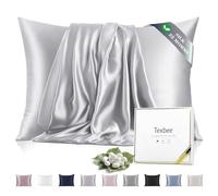 Texbee Taie d'oreiller en Soie 40x60cm, 22 Mommes des Deux Côtés, Taie d'oreiller en Soie Taille Zip, 1 unité,Blanc Pur