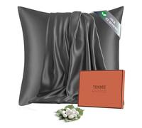 Texbee Taie Oreiller en Soie Mûrier 22 Momme 60x60 cm, Gris de l'espace | Pour Cheveux et Peau Sensible, Anti-Âge, Fraîche pour Dormeur Chaud, avec fermeture éclair cachée, Hypoallergénique