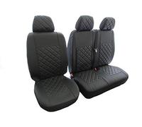 Texmar Conçu pour s'adapter aux housses de siège Volkswagen Transporter T4 1999-2003 2 + 1 (1 simple et 1 double) en cuir écologique noir pour conduite à gauche ou à droite
