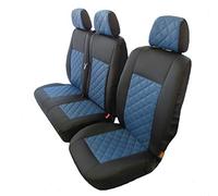 Texmar Conçues pour s'adapter aux Mercedes Sprinter 2006-2018, VW Crafter 2006-2018 - Housses de siège en cuir écologique noir et bleu (1 simple, 1 double)
