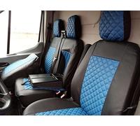 Texmar Housses de siège avant 2 + 1 conçues pour s'adapter à Ford Transit après 2015 grande cabine, bleu central, cuir écologique gauche