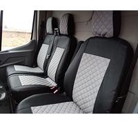 Texmar Housses de siège avant 2 + 1 conçues pour s'adapter à Ford Transit après 2015 - Gris centre en cuir écologique - Gauche
