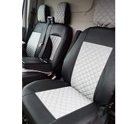 Texmar Housses de siège AVANT 2+1 Conçues pour s'adapter à FORD TRANSIT CUSTOM après 2015 cabine PETITE GRIS CENTRAL Cuir Écologique LHD