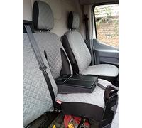 Texmar, Housses de siège avant 2+1 pour véhicules avec conduite à gauche, toutes grises, en microfibre, conçues pour s'adapter à FORD TRANSIT CUSTOM 2015+, petite cabine