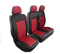 Texmar Peugeot Boxer, Citroen Jumper/Relay, Fiat Ducato 2002-2006 Housse de siège en Cuir écologique Noir/Rouge 2 +1 (1 Simple et 1 Double)