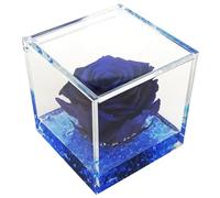 Texo Rose Bleu stabilisé, pureté Infinie, Cube plexiglas, Taille 8 x 8 x 8 (cm), Cadeau