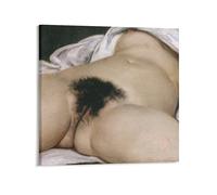 TEXPACK Impression sur toile de peintres réalistes français Gustave Courbet L'origine du monde 30 x 30 cm - Wall art - Home décor - Salle de séjour