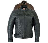 Texpeed Blouson de moto en cuir pour homme - Veste de moto de tourisme avec protection véritable biker CE armor (EN 1621-1) Coutures diamant - Noir - XL