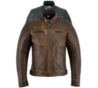 Texpeed Blouson de moto en cuir pour homme - Veste de moto de tourisme avec protection véritable biker CE armor (EN 1621-1) Coutures diamant - Brun/Marron - XL
