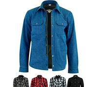 Texpeed Chemises de moto pour hommes avec protections - Veste de motard été chemise à carreaux en flanelle fabriquée avec Aramid - Protection (EN 1621-1) Bleu - 5XL