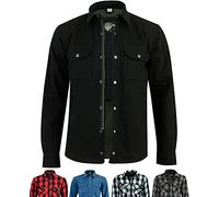 Texpeed Chemises de moto pour hommes avec protections - Veste de motard été chemise à carreaux en flanelle fabriquée avec Aramid - Protection (EN 1621-1) Noir - XL