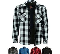 Texpeed Chemises de moto pour hommes avec protections - Veste de motard été chemise à carreaux en flanelle fabriquée avec Aramid - Protection (EN 1621-1) Blanc - 4XL
